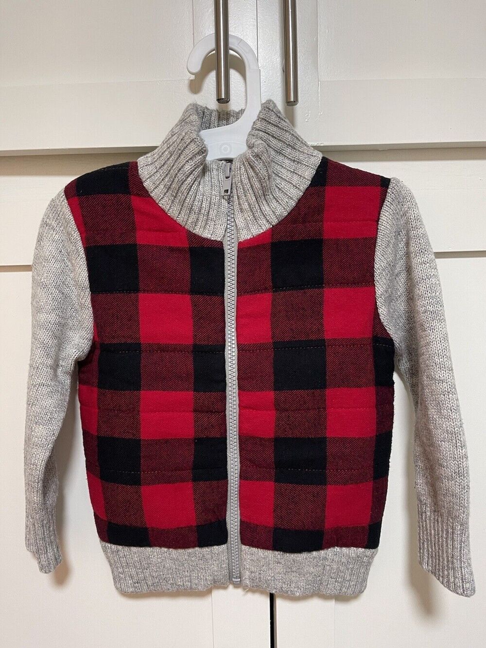 Cat & Jack Toddler Boys' Buffalo Check Sherpa Lined Zip-Up Red Jacket - Size 2T